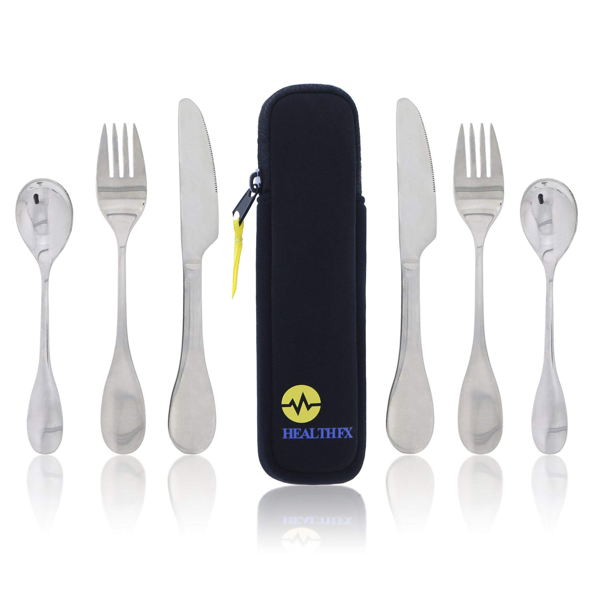 Health Fx cubiertos control de porciones, cuchillo dentado para cortes fáciles