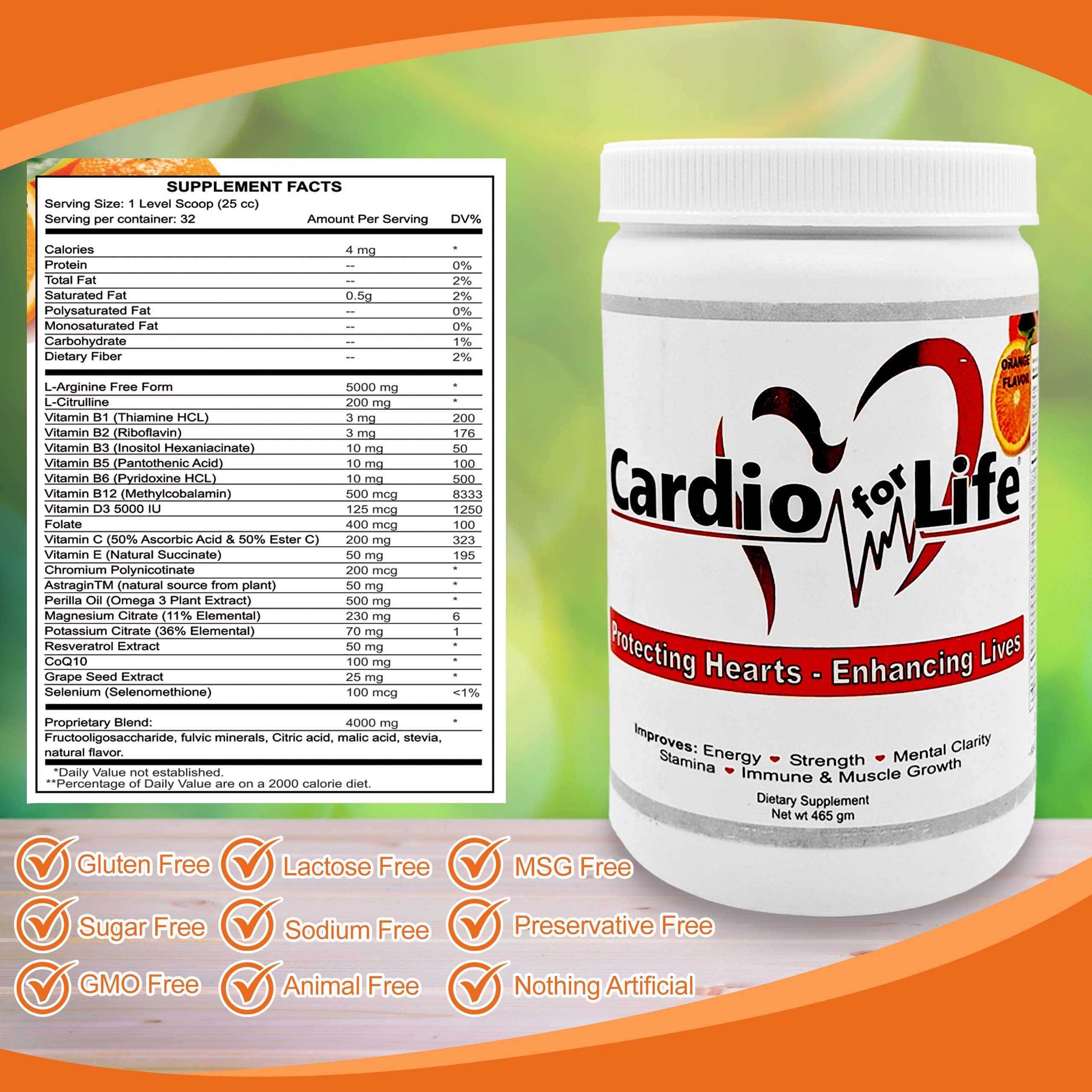 Health Guardian Cardio para la Vida medidas con cuchara, dosis precisa para energía sostenida.