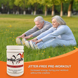 Health Guardian Cardio para la Vida mezcla polvo en agua naranja, preparación rápida.