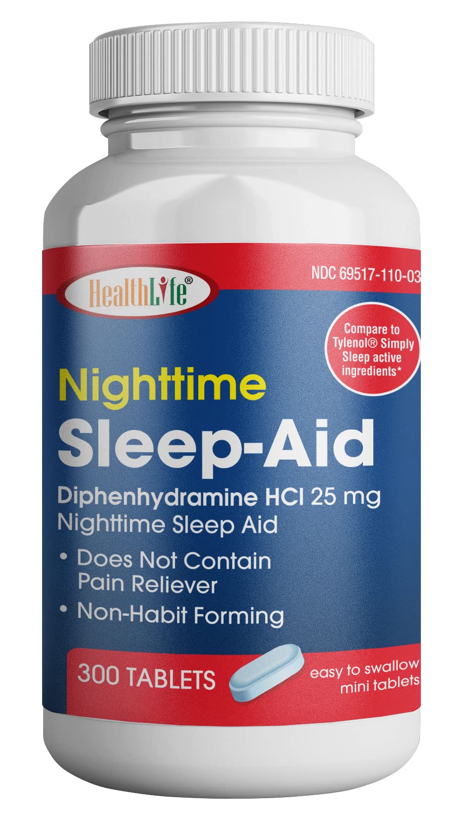 HealthLife Sleep Aid en envase azul facilita una experiencia nocturna relajante.