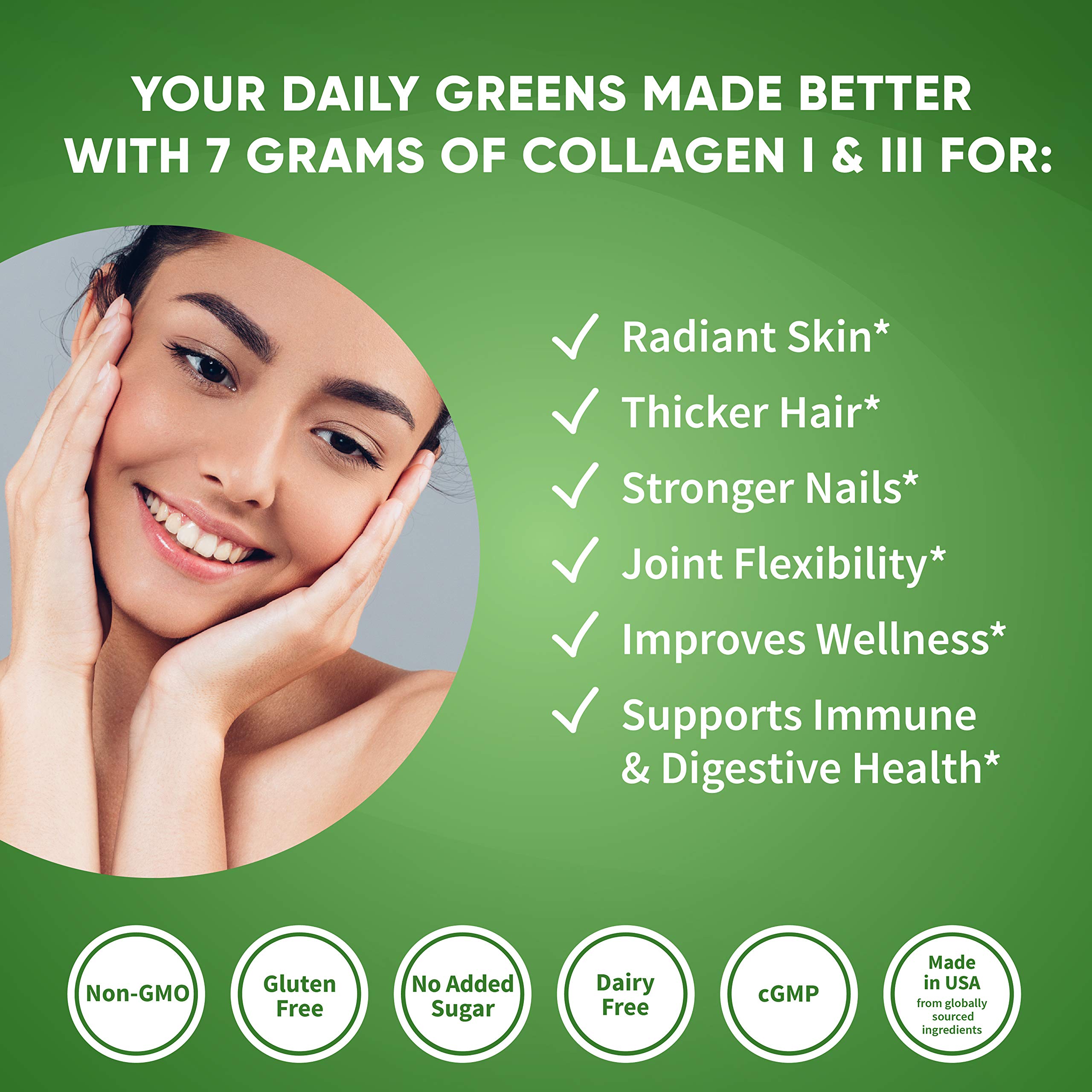 Health Logics Glowing Greens sabor frambuesa en polvo.