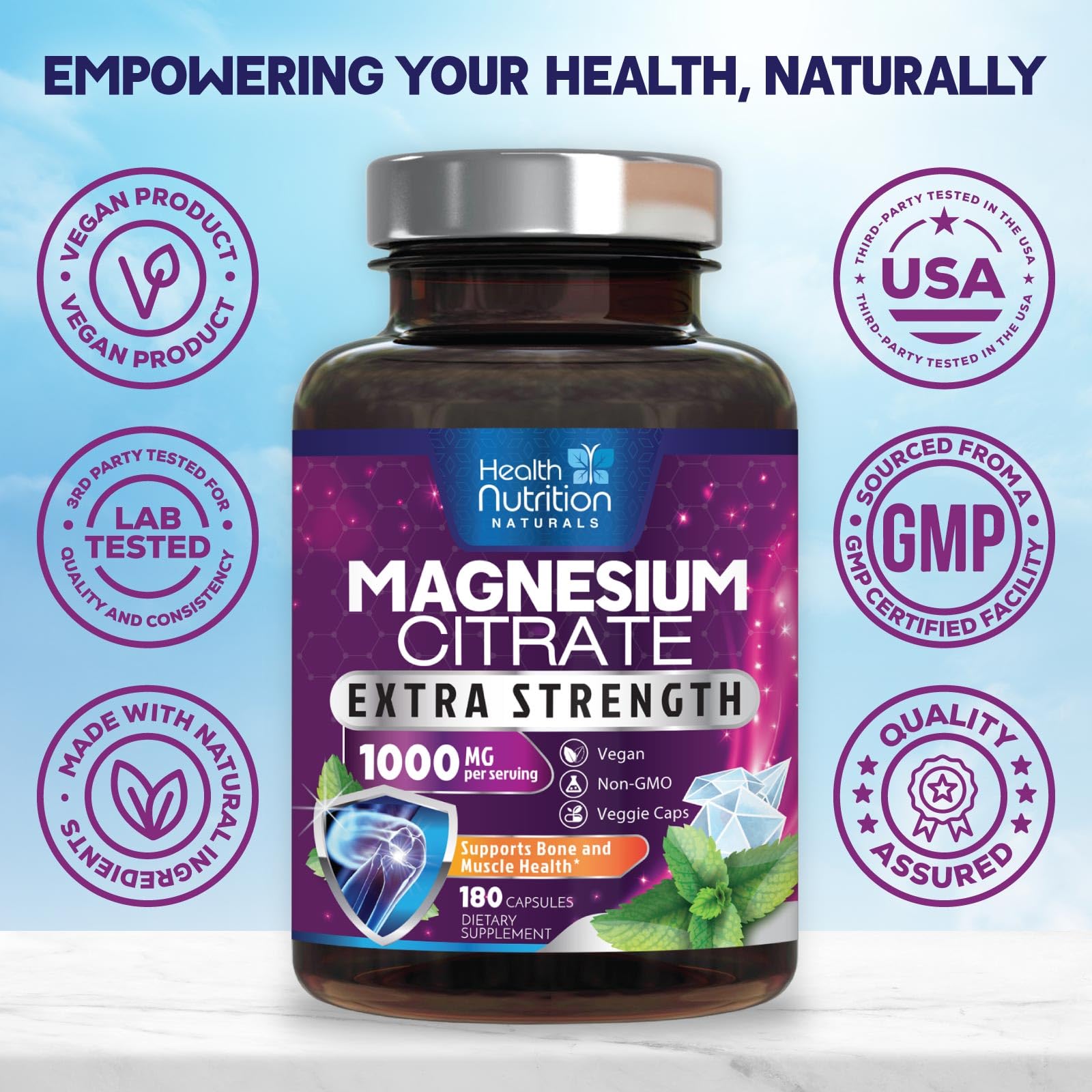 Health Nutrition Naturals cápsulas magnesio citrato en cucharita