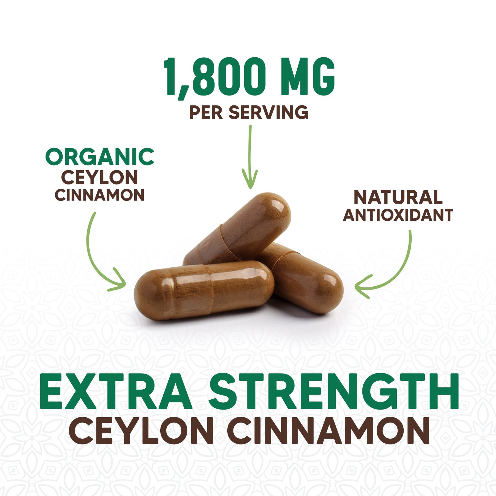 Health Nutrition Naturals Ceylon Cinnamon, cápsulas dentro de la caja lista para uso diario.