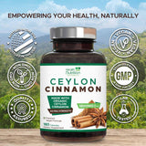 Health Nutrition Naturals Ceylon Cinnamon, cápsulas de color ambar fáciles de tragar.