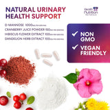 Health Nutrition Naturals D-Mannose detalle de cápsula: fácil de tragar para estómagos sensibles.