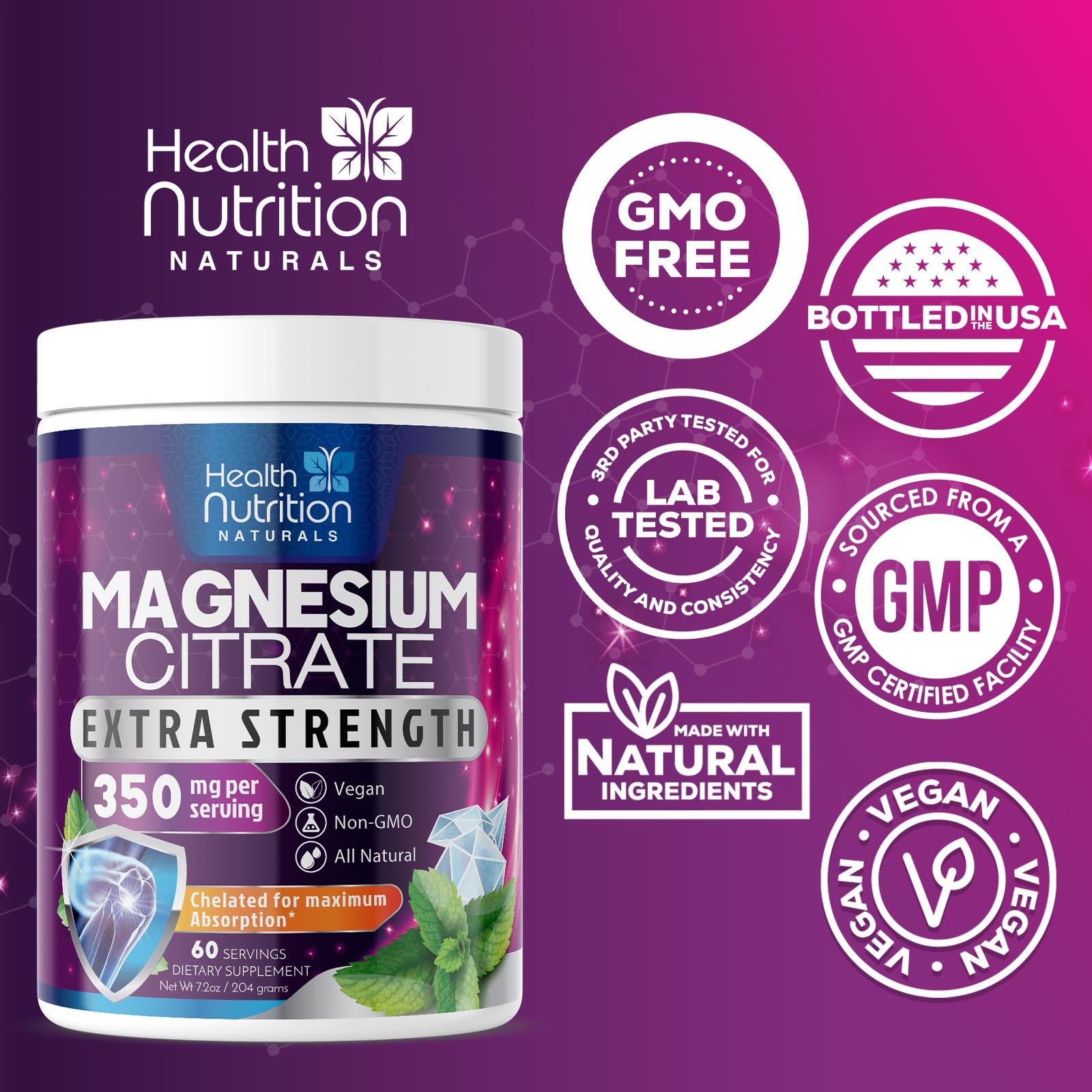 Health Nutrition Naturals disuelve rápidamente en agua o batidos