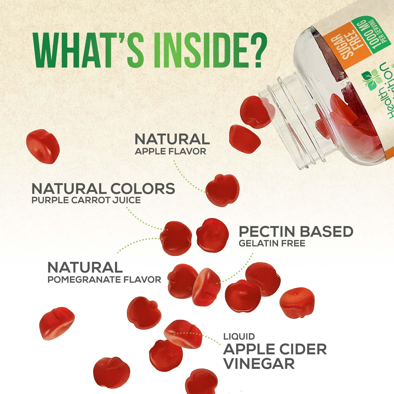 ACV sin azúcar aptas para keto, Health Nutrition Naturals