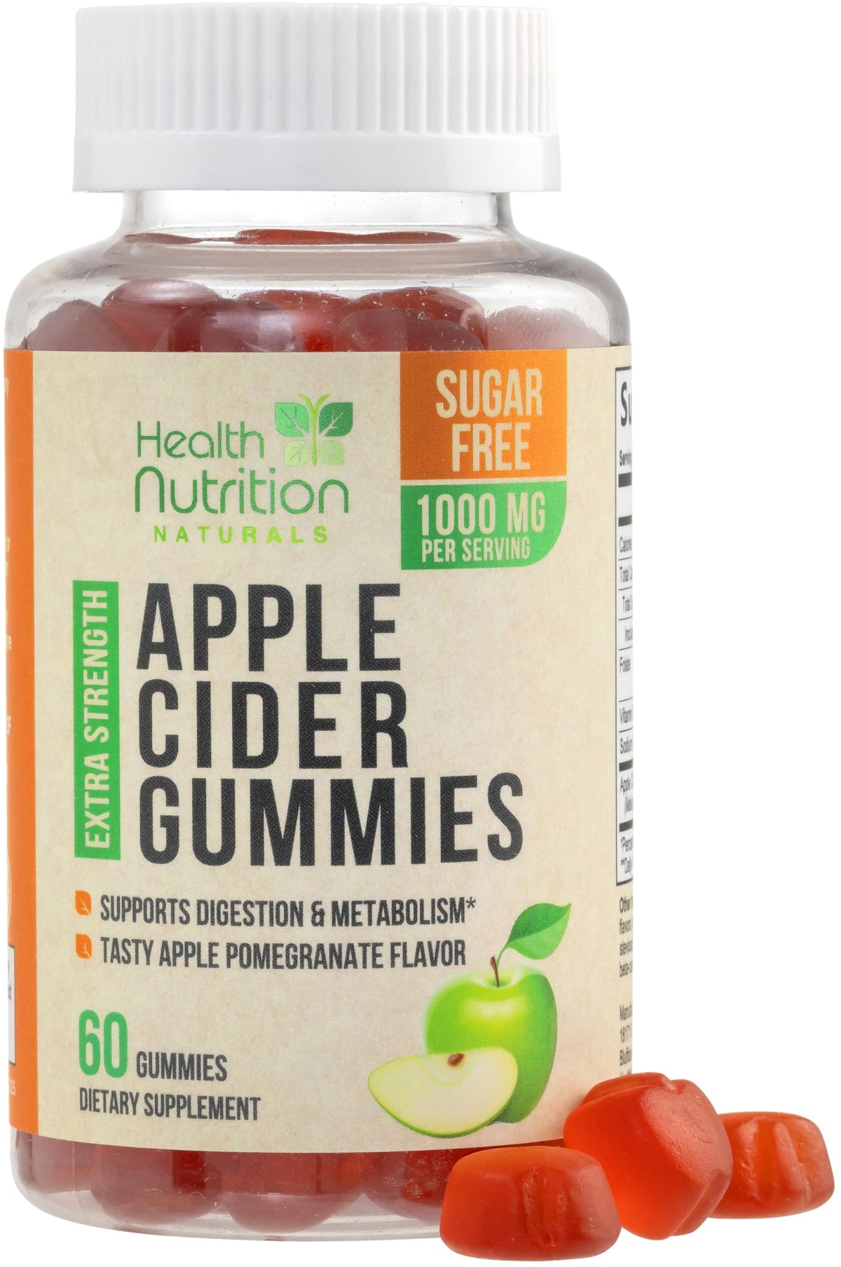 Health Nutrition Naturals gominolas vinagre de manzana 1000 mg lista para uso diario