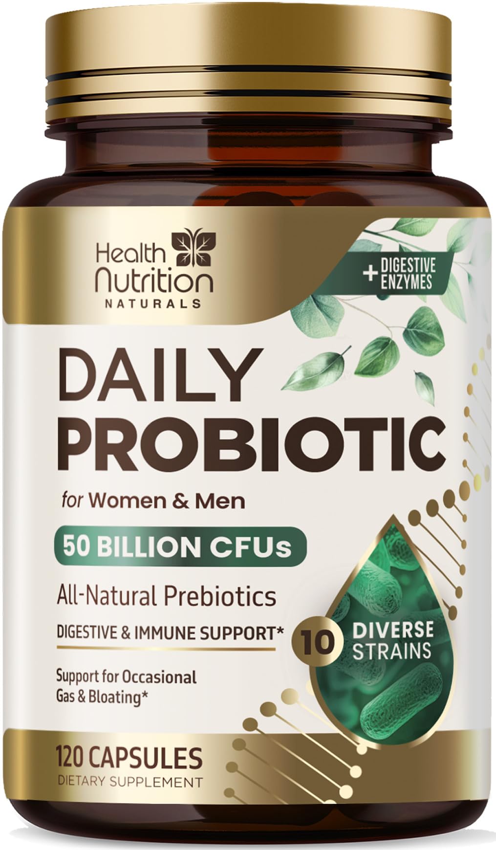 Health Nutrition Naturals Probiotics botella-cápsulas para uso diario