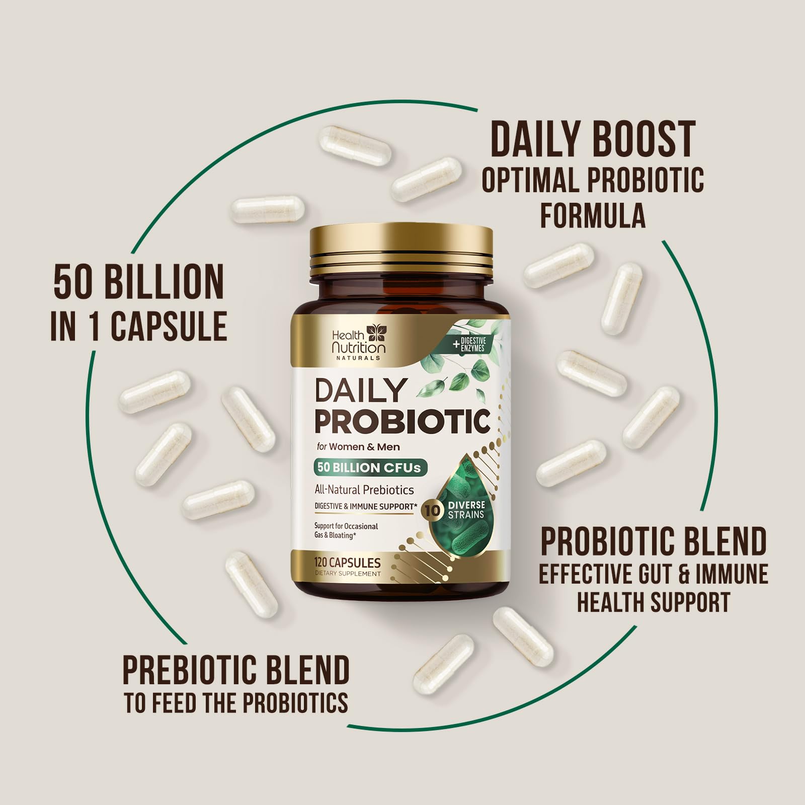 Health Nutrition Naturals Probiotics digestivo cómodo para molestias ocasionales