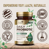 Health Nutrition Naturals Probiotics vidrio oscuro que sugiere envase seguro