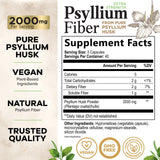 Health Nutrition Naturals Psyllium Husk Capsules porción 2000 mg para regularidad.