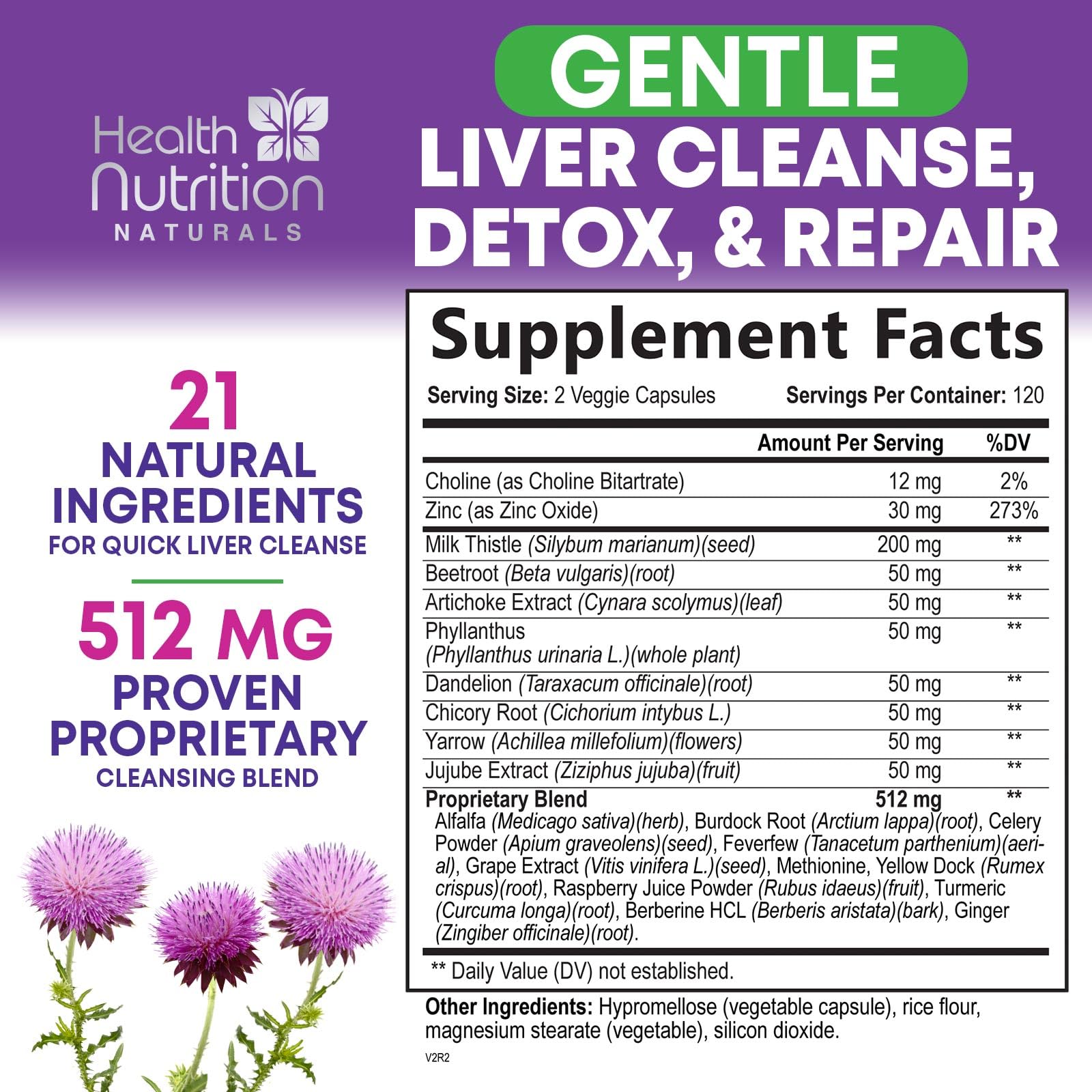 Health Nutrition Naturals detalle de silimarina cardo mariano para apoyo hepatic