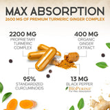Health Nutrition Naturals Turmeric Curcumin, BioPerine para mejor absorción