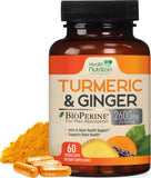Health Nutrition Naturals Turmeric Curcumin, botella de 60 cápsulas, posible apoyo a la movilidad