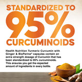 Health Nutrition Naturals Turmeric Curcumin, ingredientes cúrcuma y jengibre orgánicos