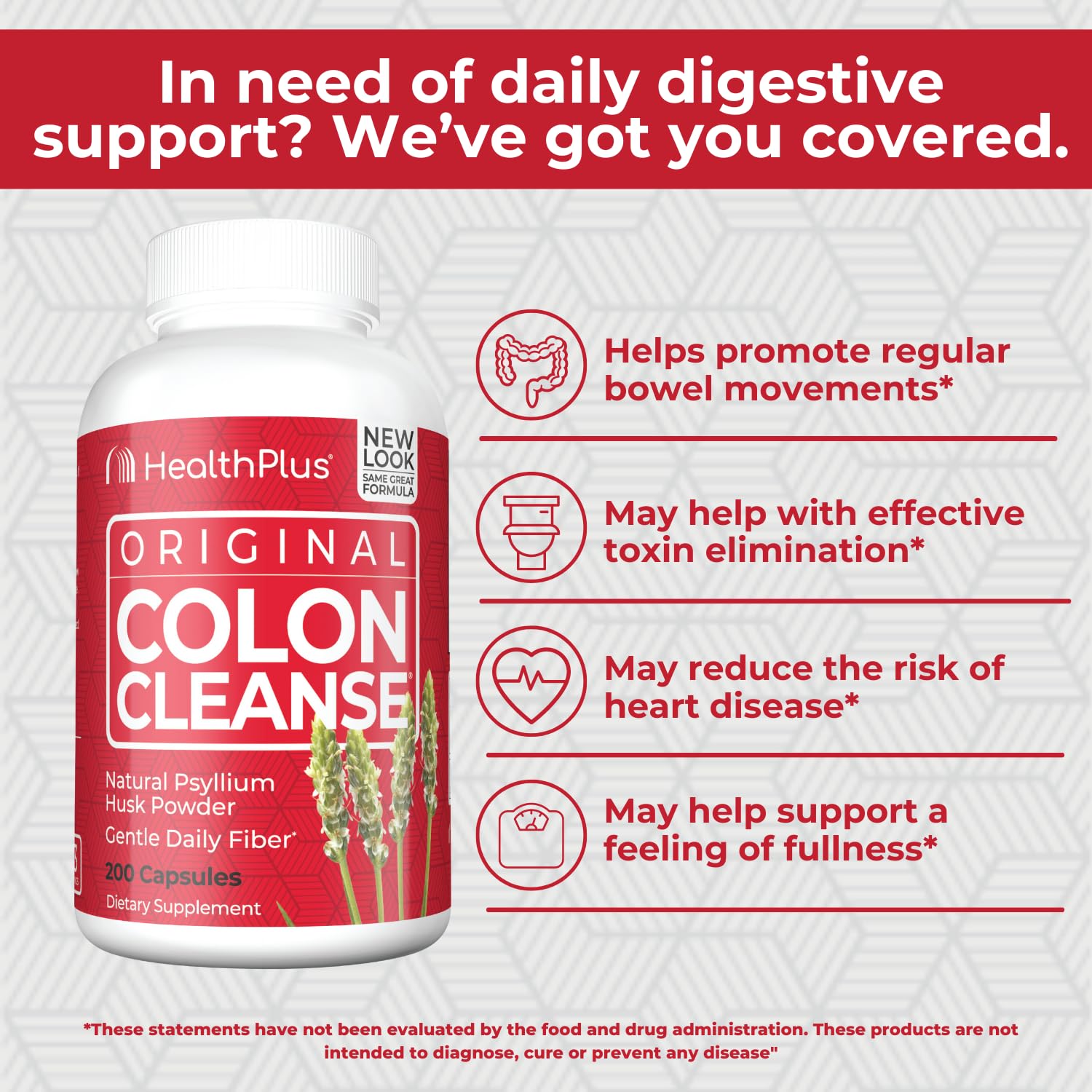 Health Plus cápsulas colon cleanse: apoyo a la regularidad intestinal y al confort general.