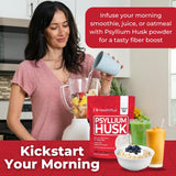 Health Plus Psyllium Husk caja facilita distribución en despensa y toma diaria.