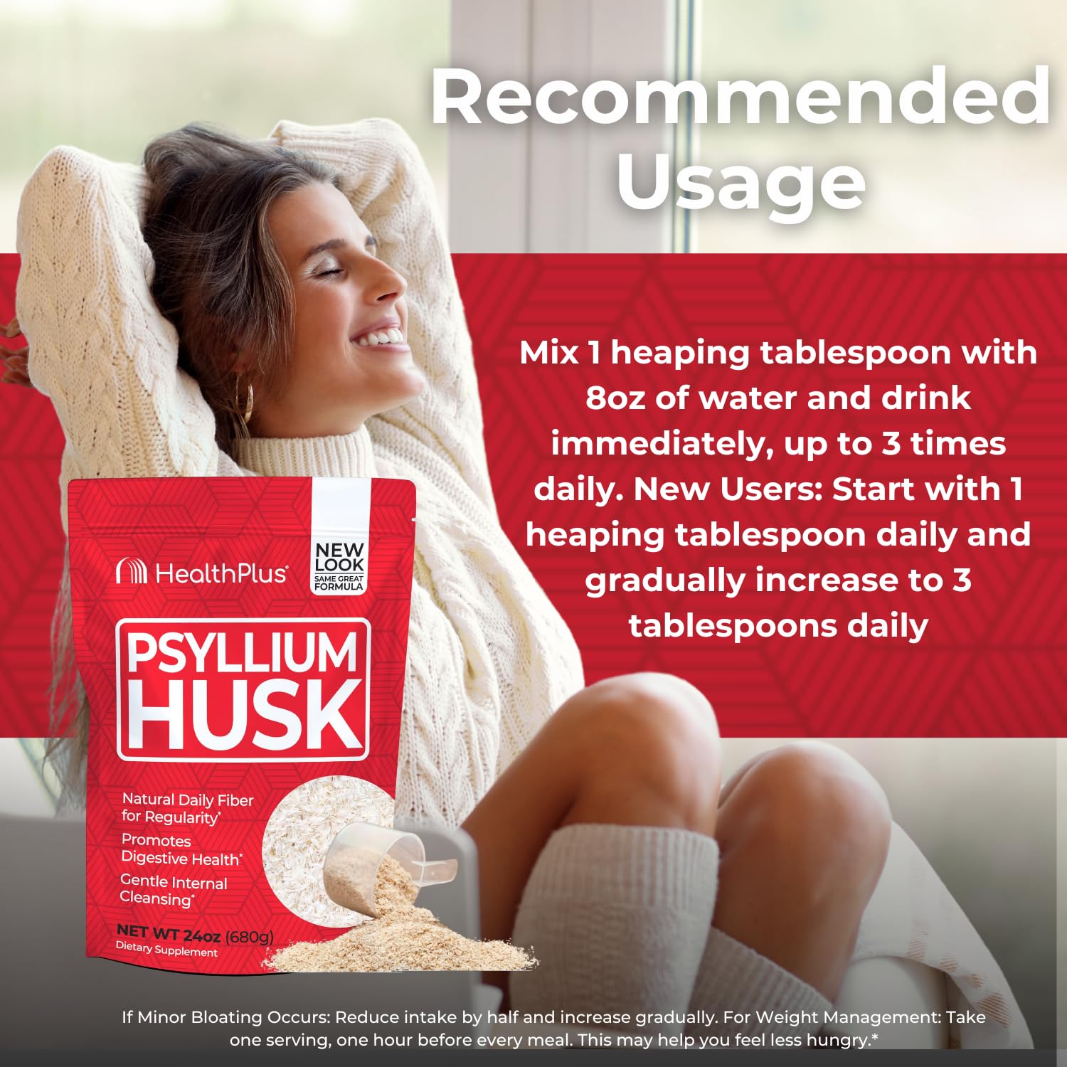 Health Plus Psyllium Husk, lista de ingredientes, fibra para una dieta equilibrada.