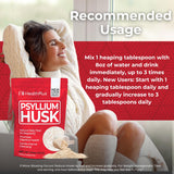Health Plus Psyllium Husk, lista de ingredientes, fibra para una dieta equilibrada.