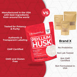 Health Plus Psyllium Husk tarro destaca uso diario de fibra suave.