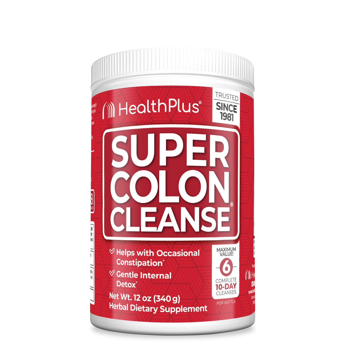 Health Plus Super Colon Cleanse, envase, presentación conveniente para uso diario