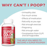 Health Plus Super Colon Cleanse etiqueta frontal: información clara sobre ingredientes clave.