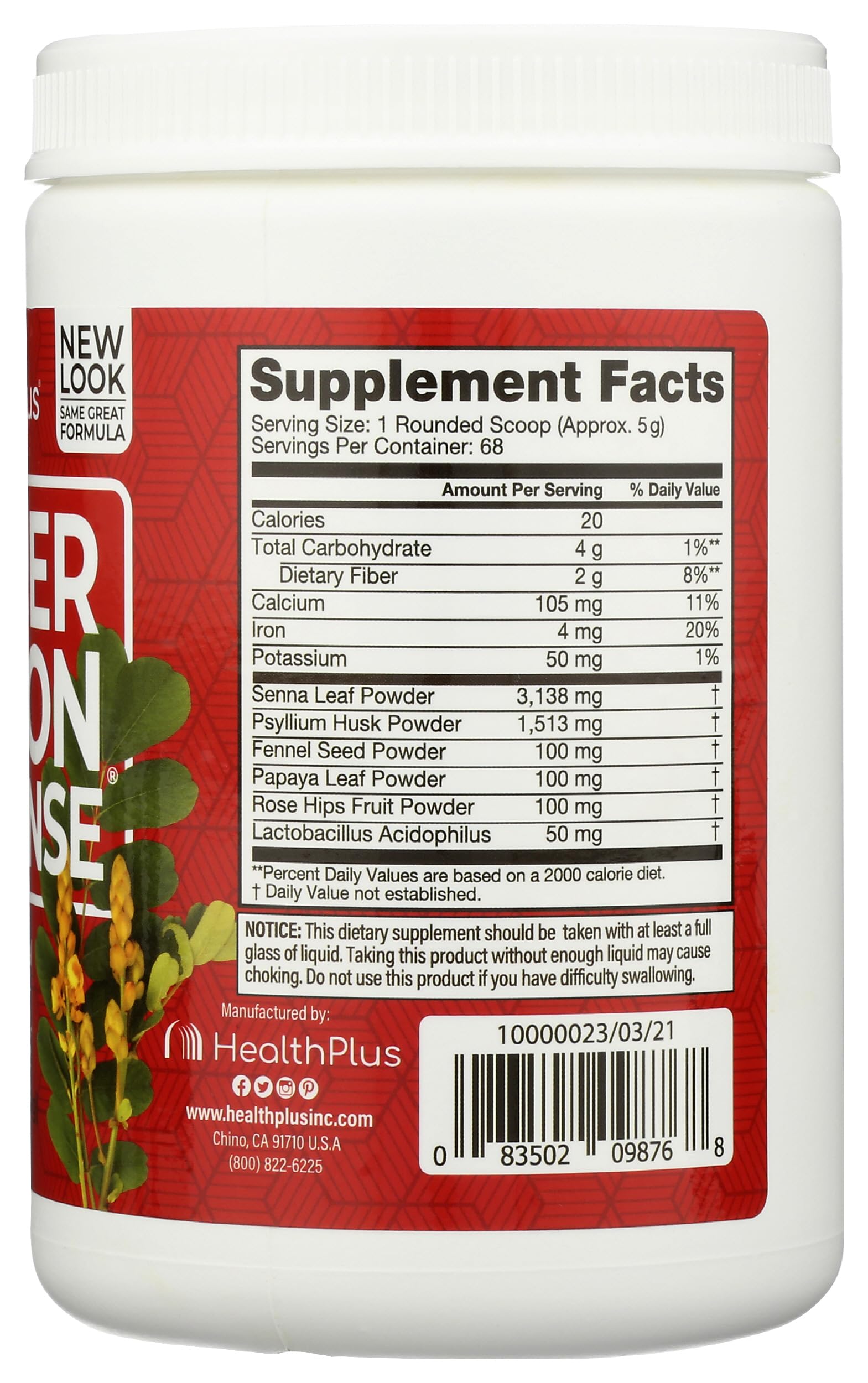 Ingredientes clave de Health Plus Super Colon Cleanse para apoyo digestivo.