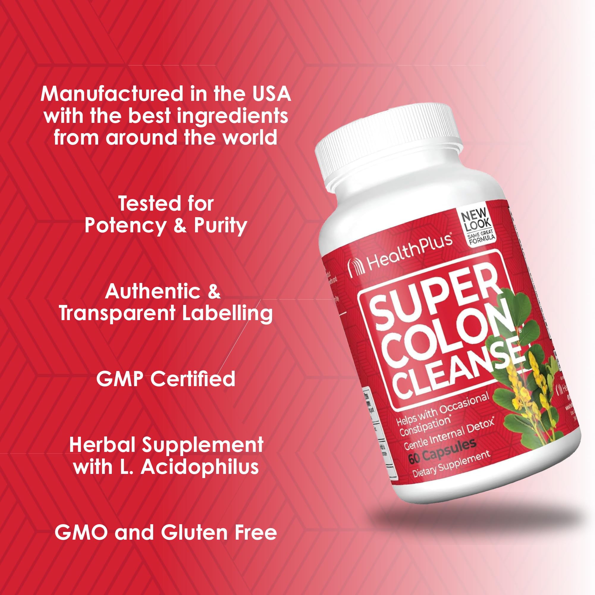 Health Plus Super Colon Cleanse uso diario: cápsulas para apoyo ocasional de la regularidad.