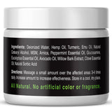 Health Revolution crema árnica cáñamo, envase de 4 oz para uso diario.