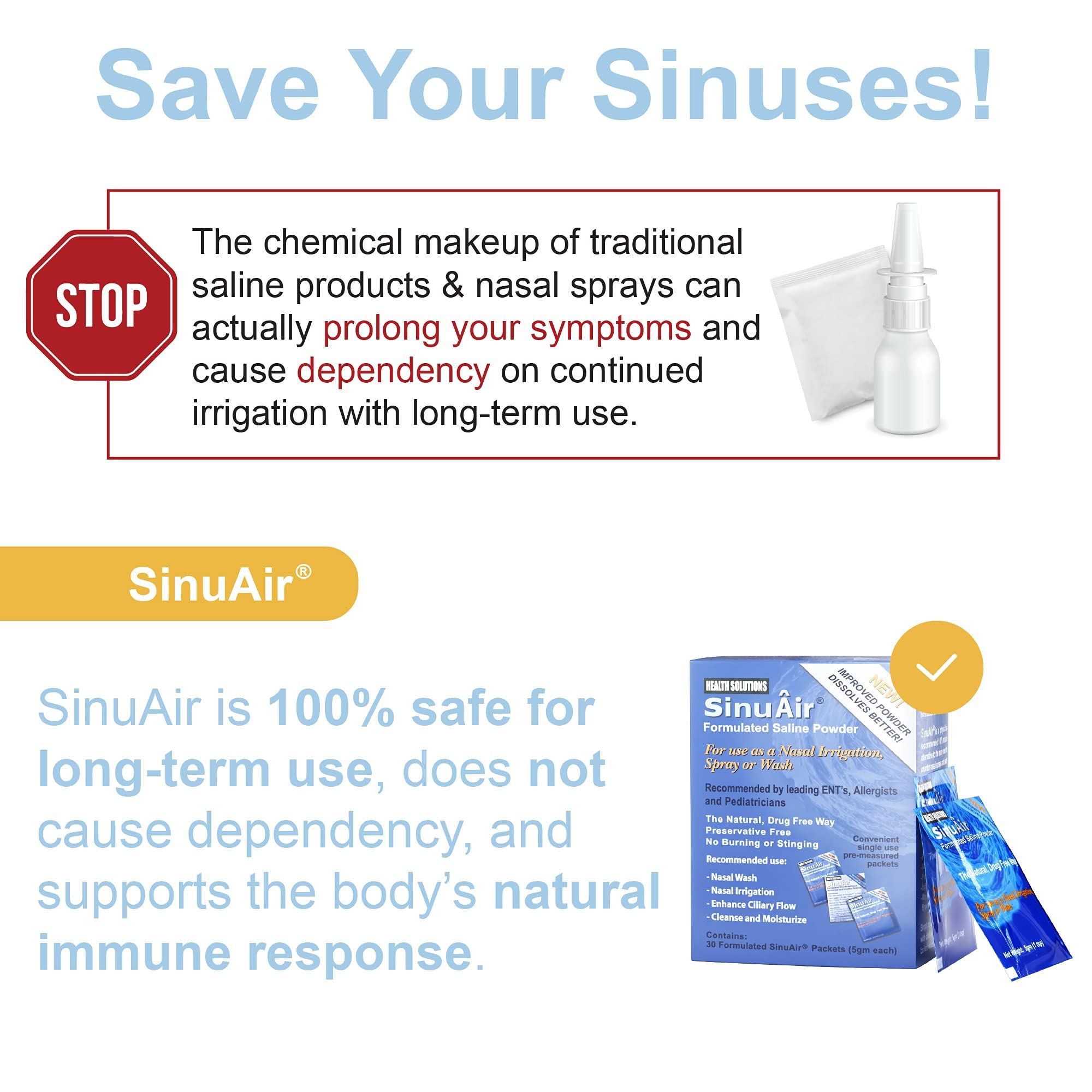 SinuAir formulación con pH equilibrado para comodidad nasal.