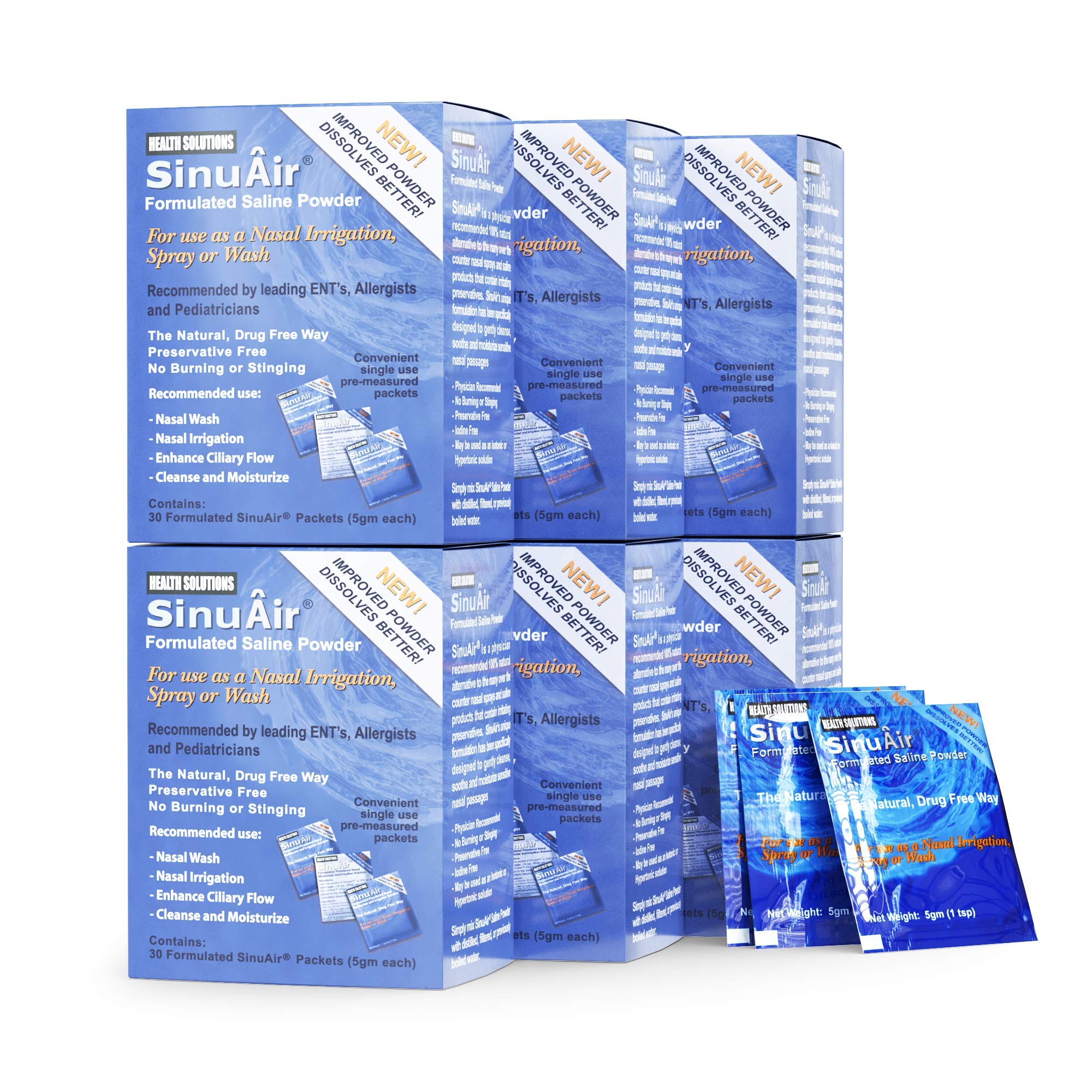 SinuAir: paquetes premedidos para limpieza nasal diaria.