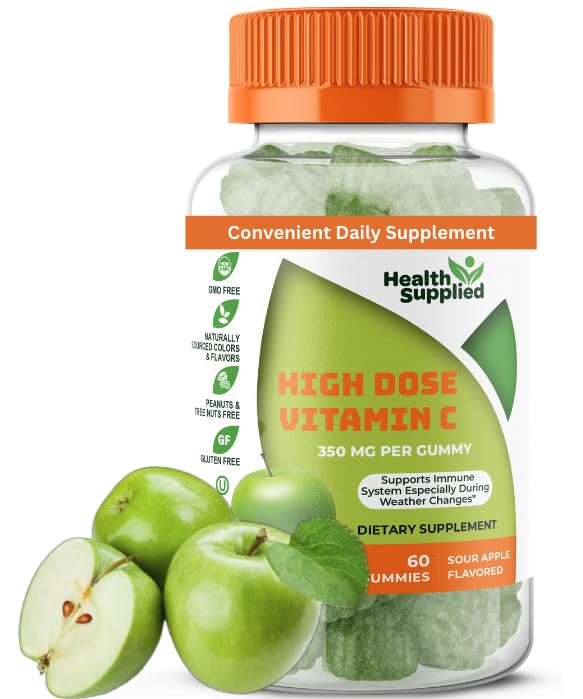 Health Supplied gominolas vitamina C con sabor a manzana para inmunidad diaria.