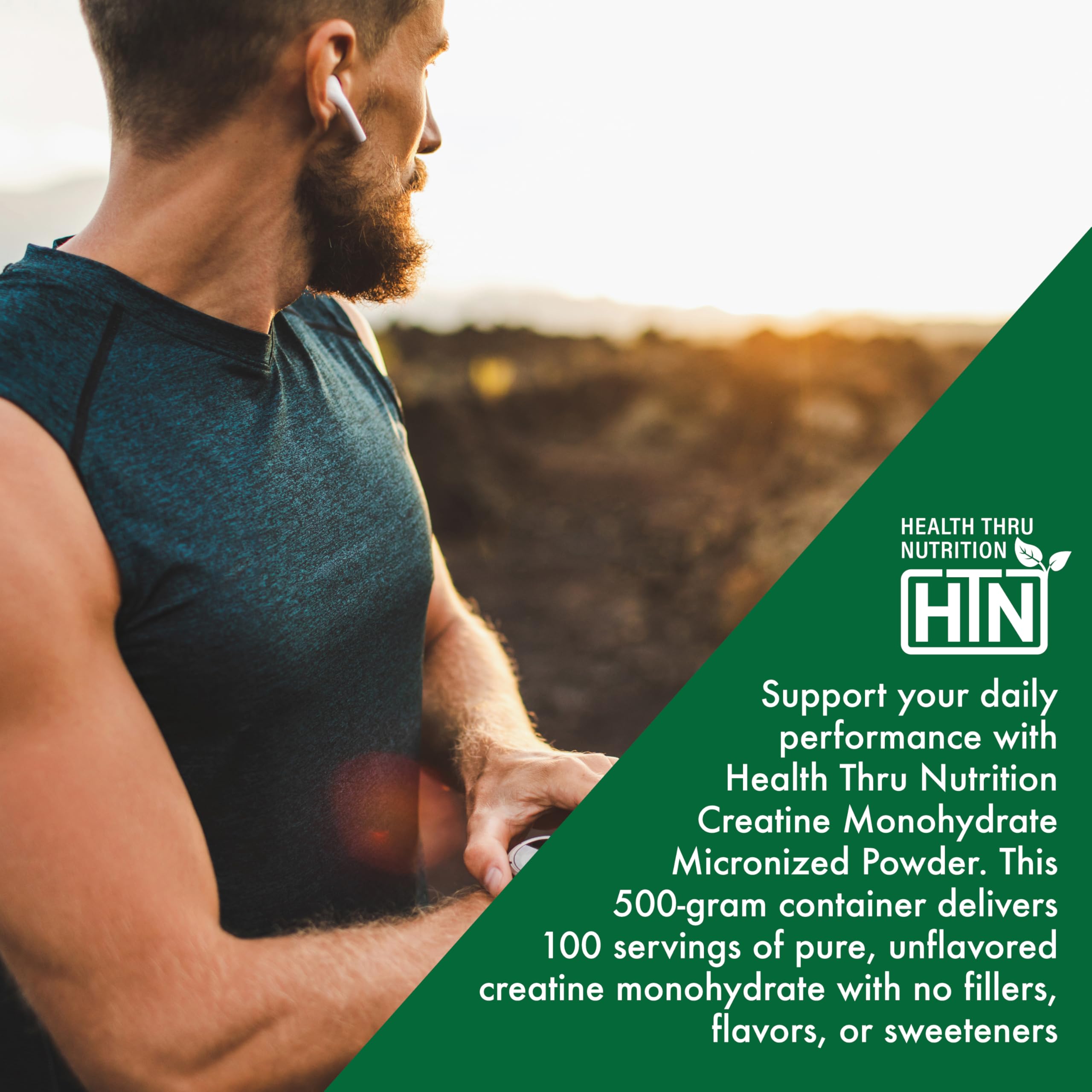 Health Thru Nutrition Creatina Monohidratada Micronizada, sin rellenos, opción limpia para entrenamiento