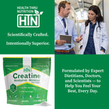 Health Thru Nutrition Creatina Monohidratada Micronizada, opción vegana, sin ogm para uso diario