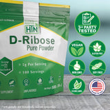 D-Ribosa Health Thru Nutrition, medición en cucharada para consumo cómodo.