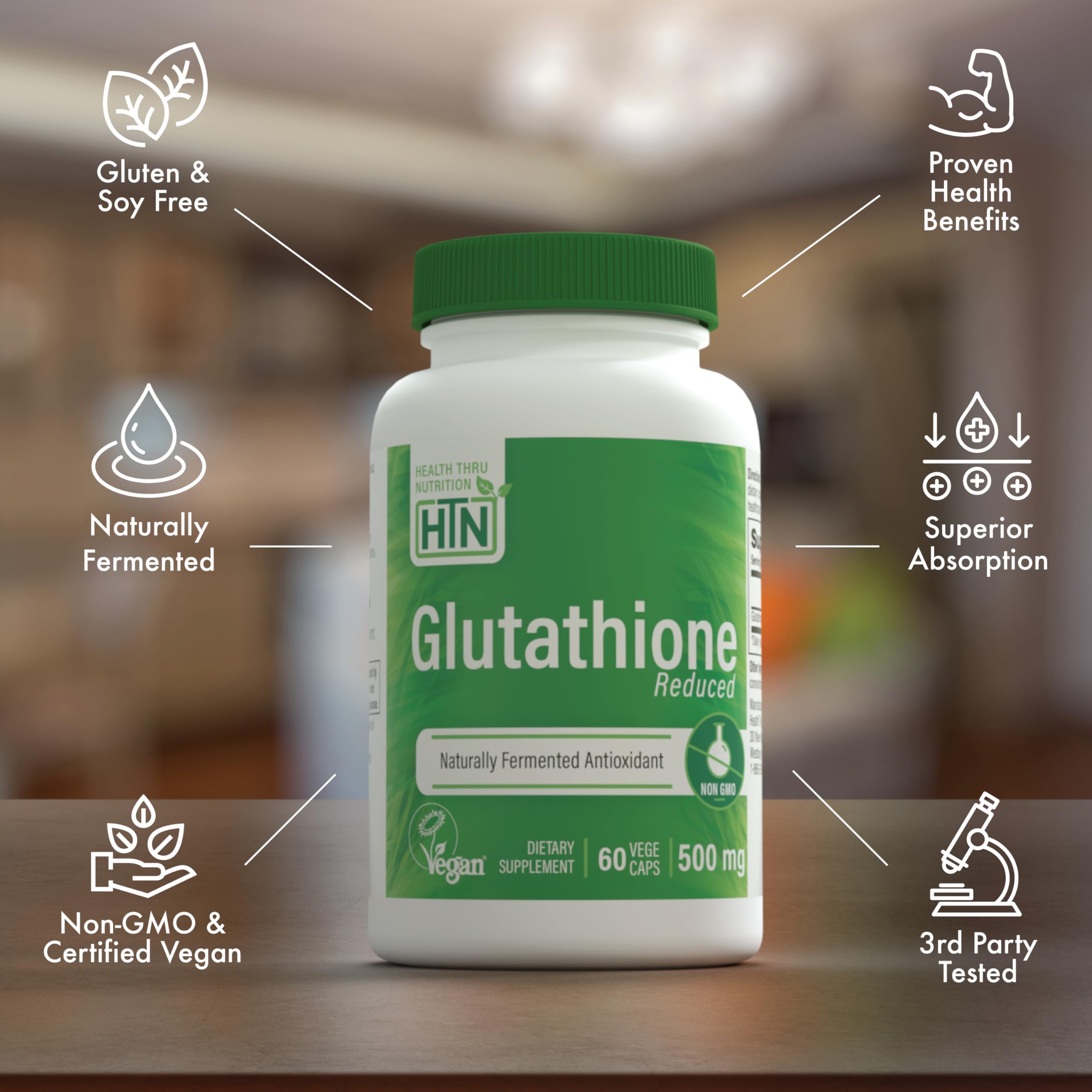Health Thru Nutrition Glutatión Reducido, fórmula sin OGM para tranquilidad