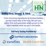 Health Thru Nutrition Inositol, pruebas de terceros, garantía de seguridad y pureza.
