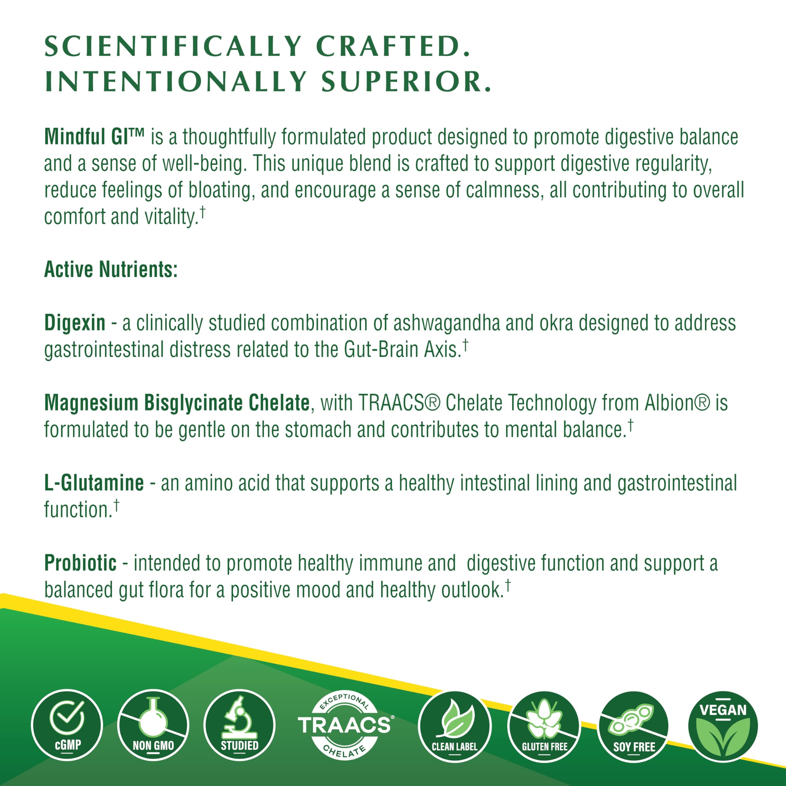 Health Thru Nutrition Mindful GI etiqueta ofrece información de ingredientes y uso.