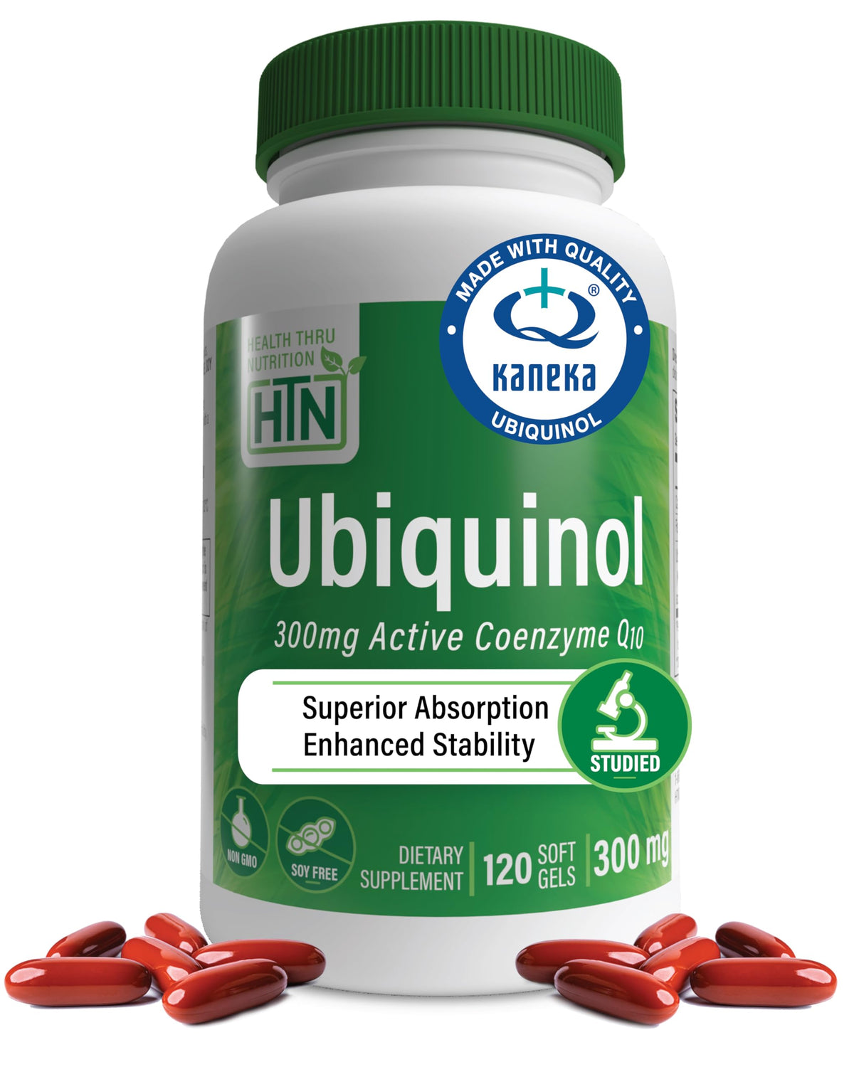 Health Thru Nutrition ubiquinol 300 mg cápsulas: soporte de energía diaria.