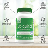 Softgels Health Thru Nutrition Ubiquinol en primer plano, fácil consumo diario