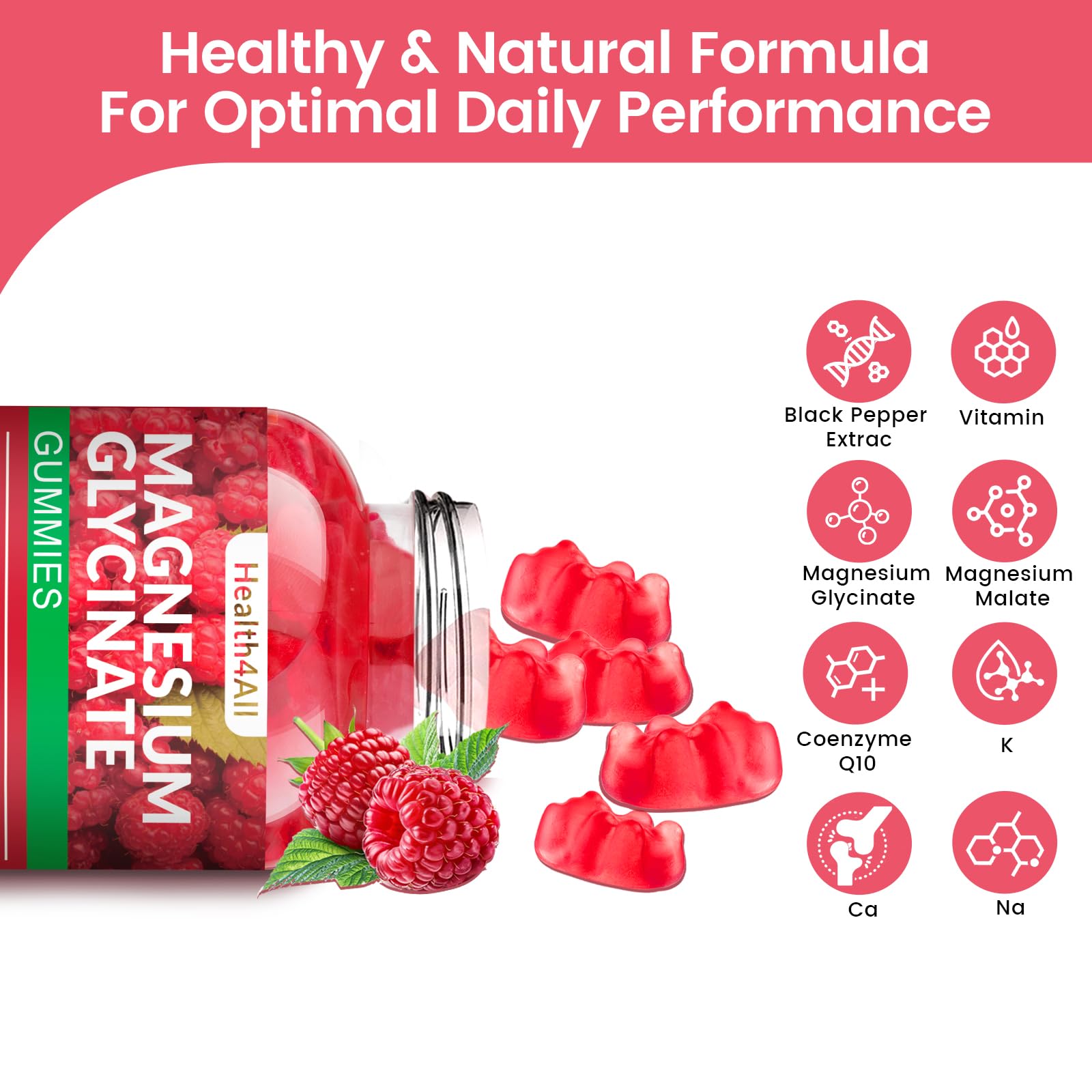 Health4All etiqueta botella magnesio glicinato: información clara para compra