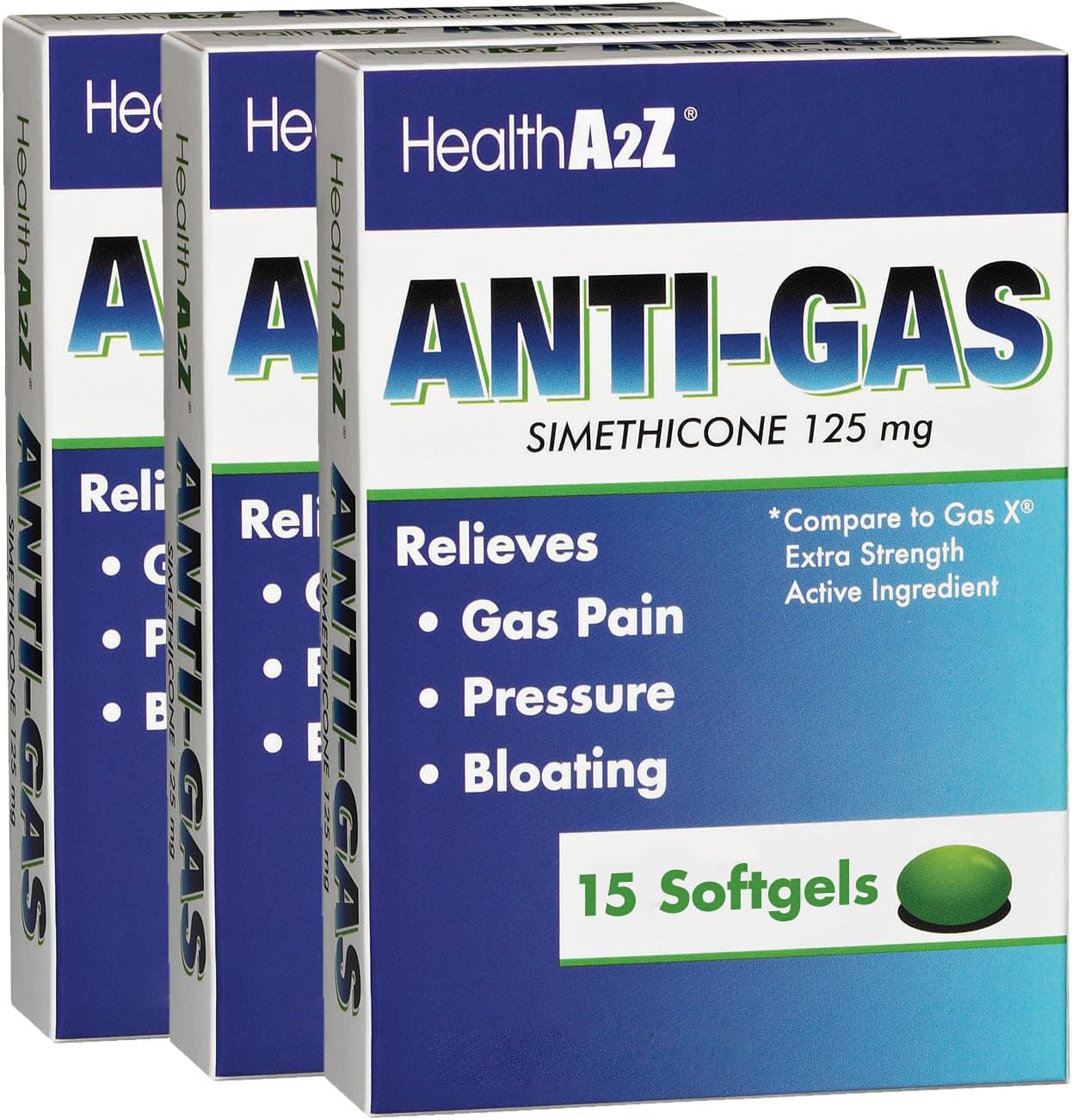 HealthA2Z frente del producto, alivio de molestias estomacales.