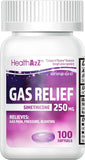 HealthA2Z Gas Relief: frasco de cápsulas blandas para alivio rápido de gases.