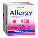 HealthA2Z Allergy Relief frasco y etiqueta, útil para picor nasal diario