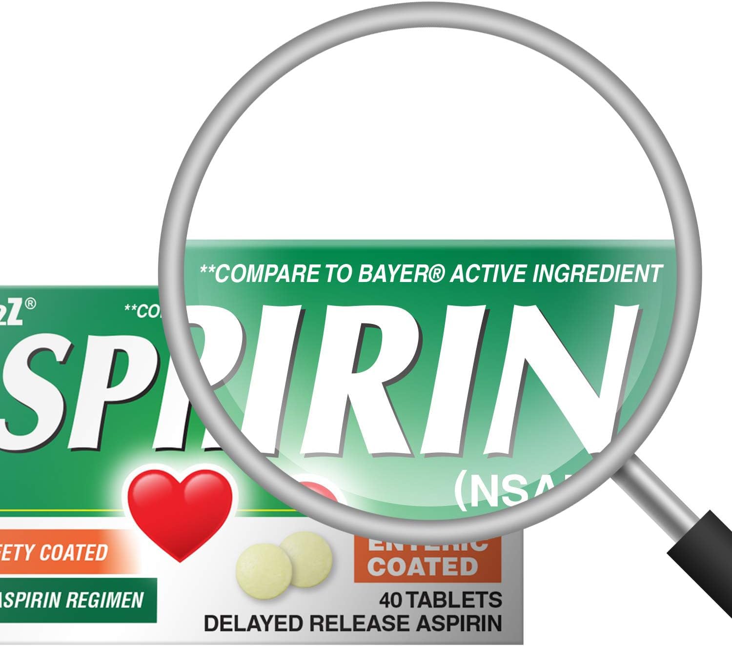 HealthA2Z Aspirina 81 mg, botella de uso diario, práctico para la rutina.