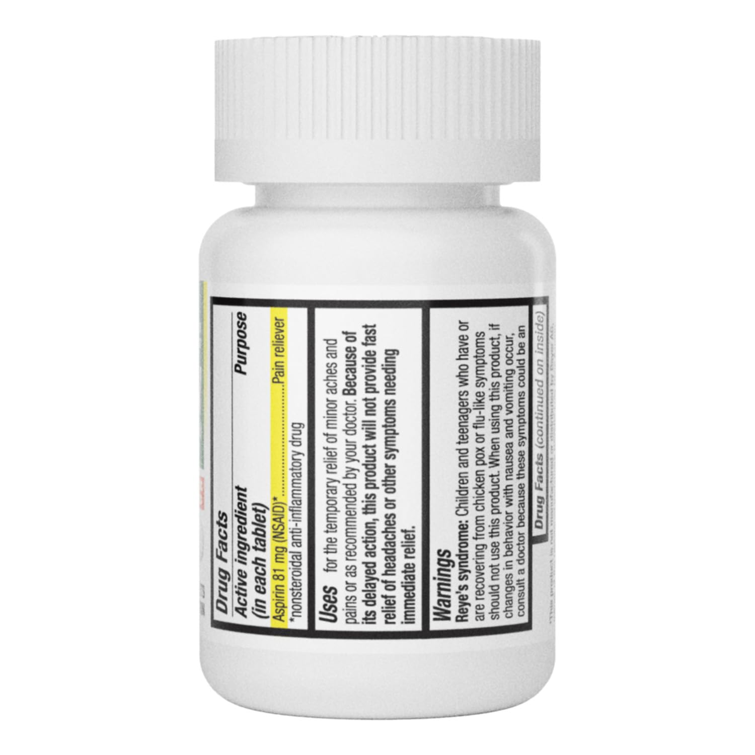 HealthA2Z Aspirina 81 mg: liberación lenta para uso controlado.