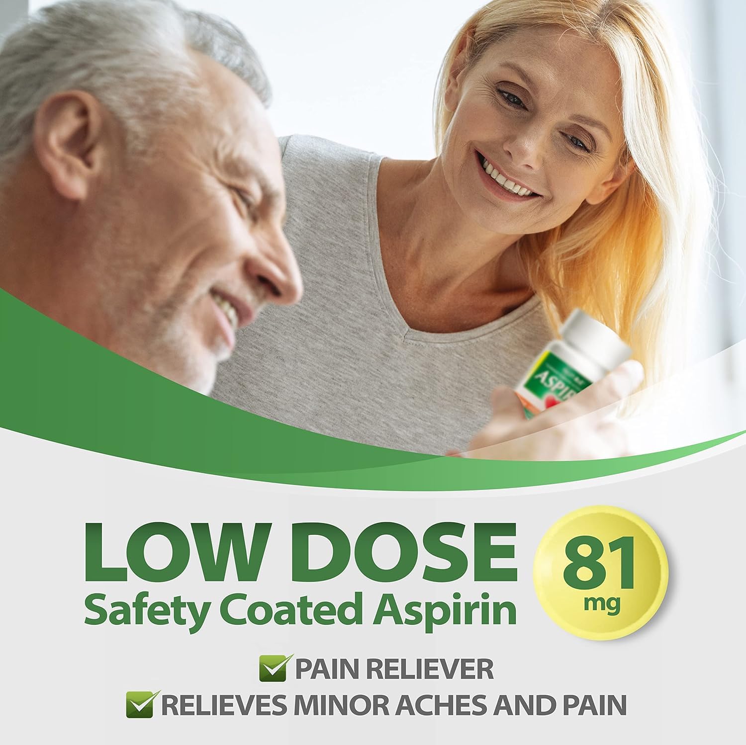 HealthA2Z Aspirina 81 mg: empaque de 200 comprimidos para casa.