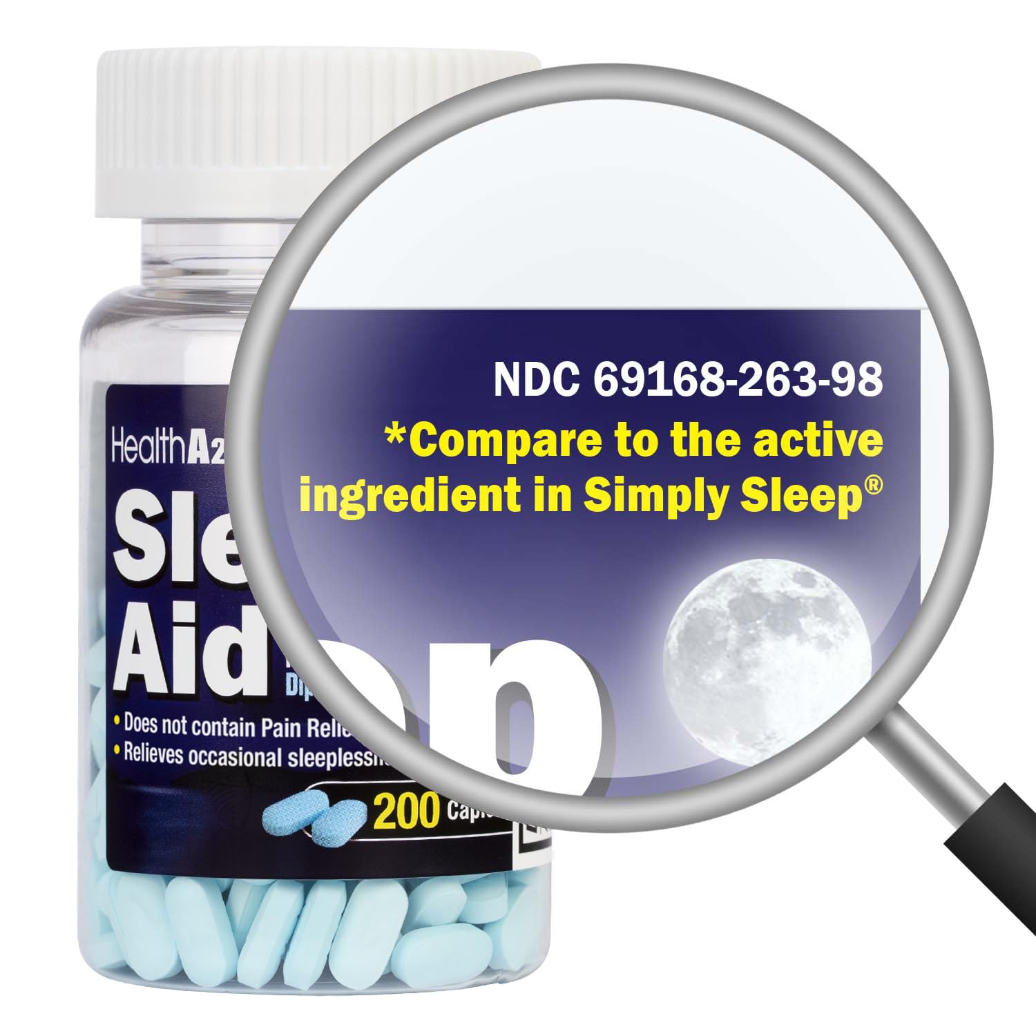 HealthA2Z Ayuda para Dormir: etiqueta frontal visible para identificar el ingrediente activo.