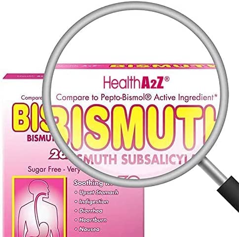 HealthA2Z Bismuto, empaque-portátil, conveniente para uso fuera de casa.